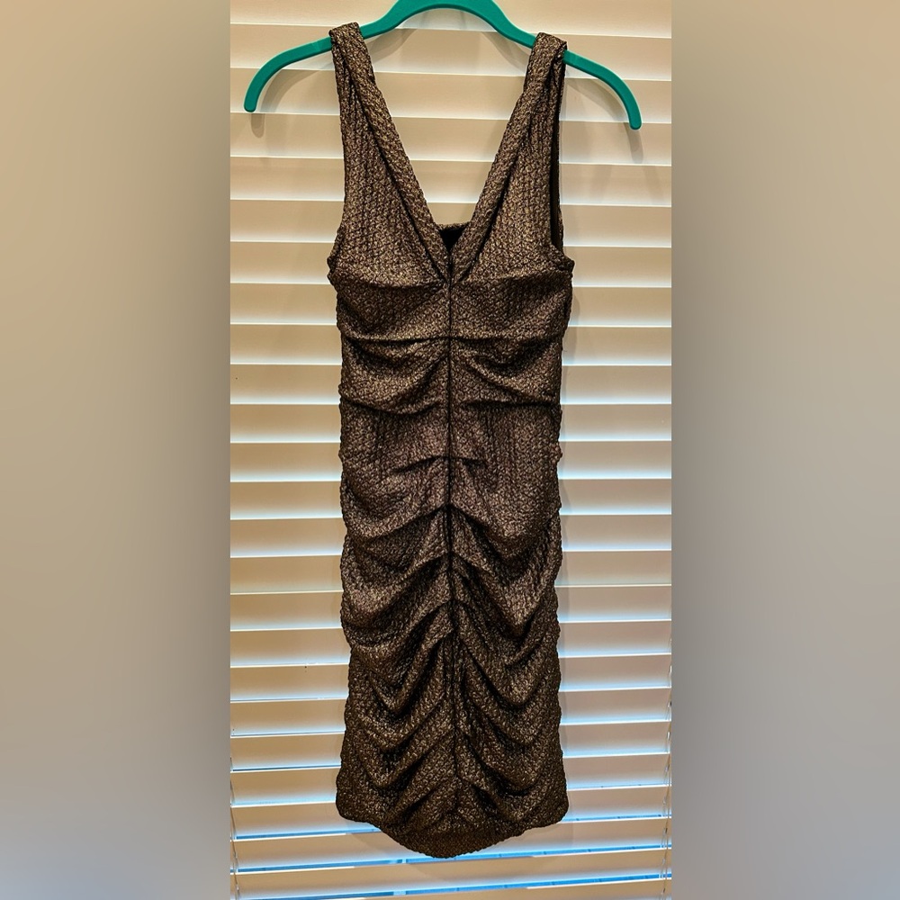 Express Gold Metallic Textured Mini Dress - Picture 3 of 3